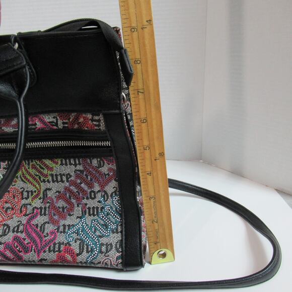Juicy Couture Handbag Black Beige Lock N Chain Tote Bag Purse Punk Skater Y2K - Picture 12 of 13